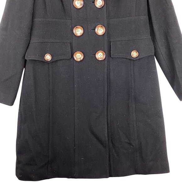 Michael Kors Womens Coat Size 14 Black Wool Blend Peacoat Double-Breasted Button - Picture 3 of 8